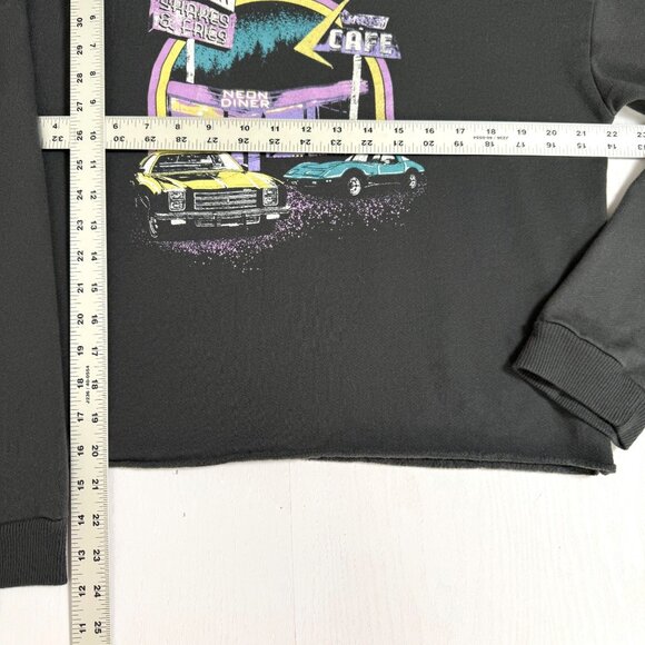 General Motors GM Hoodie Sweatshirt Women Sz S Charcoal Crop Pullover Cars Retro - Picture 6 of 8